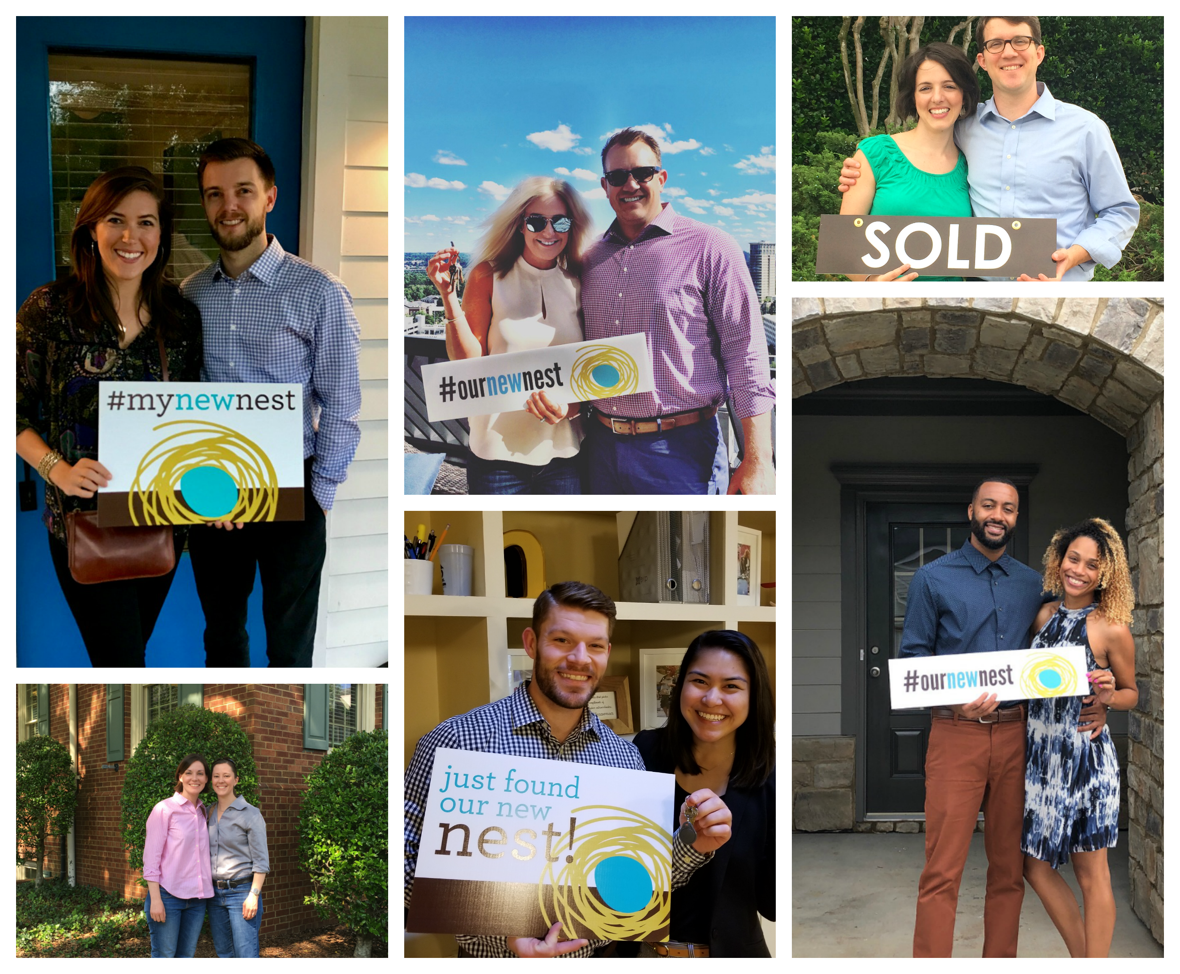 Collages of home buyers and sellers with the Urban Nest Atlanta Real Estate Group at eXp Realty.