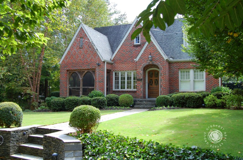 Exterior of a Tudor style home for sale in Atlanta's Intown neighborhoods.