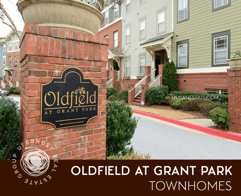 Entrance to Oldfield at Grant Park townhome community in Atlanta, GA.