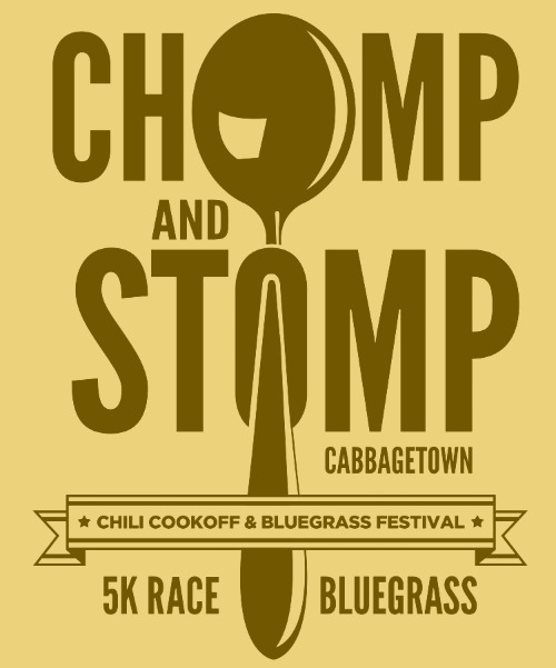 Official logo for the 2019 Cabbagetown Chomp & Stomp, a chili cook-off and bluegrass festival