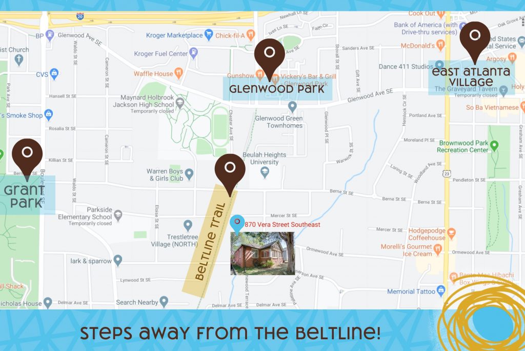 See how close 870 Vera St is to the Atlanta Beltline Trail - it's amazing!
