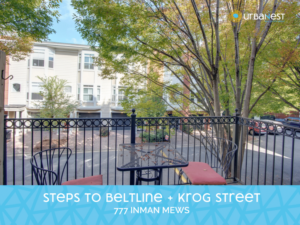 Patio overlooking Inman Park townhomes for sale in Atlanta