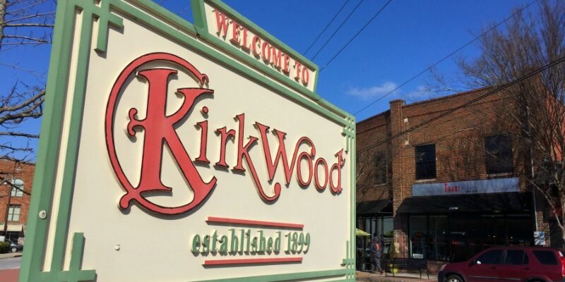 Historic Kirkwood neighborhood sign in Atlanta, GA 30317